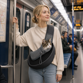 Sac de transport élégant portable en cuir PU pour chien et chat