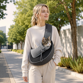 Sac de transport élégant portable en cuir PU pour chien et chat