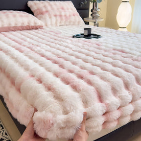 Drap-housse de protection de matelas en fausse peluche de lapin super doux