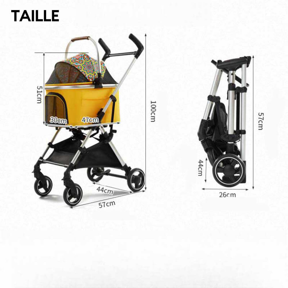 Poussette pour Animaux Multifonction 2-en-1 en Aluminium Ultra-Légère et Détachable pour Chiots