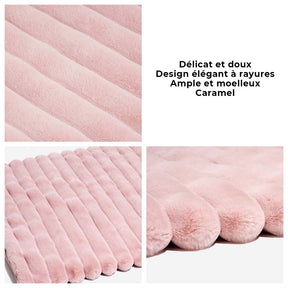 Tapis de luxe à rayures en fausse fourrure pour animaux de compagnie