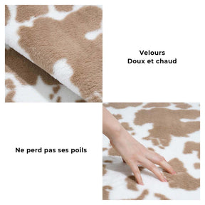 Tapis douillet à motif de vache pour animaux de compagnie