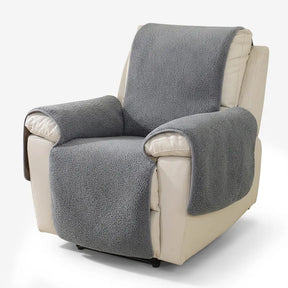 Housse de fauteuil inclinable en fausse fourrure sherpa épaisse et douce avec des sangles élastiques.