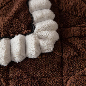 Housse de canapé en peluche courte épaissie à motif feuille antirayures et antidérapante