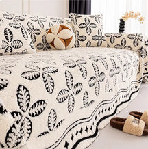Couverture multi-usages en velours jacquard à motif de feuilles pour décoration de canapé