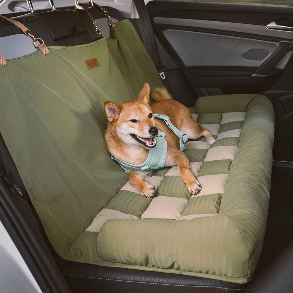 Siège Auto Sécurisé pour Chien Grande Taille avec Repose-Tête - Style Échiquier