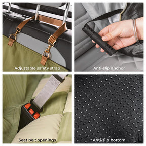 Coussin de voyage pour la sécurité arrière de siège unique pour chien de grande taille – Lit de voiture style échiquier