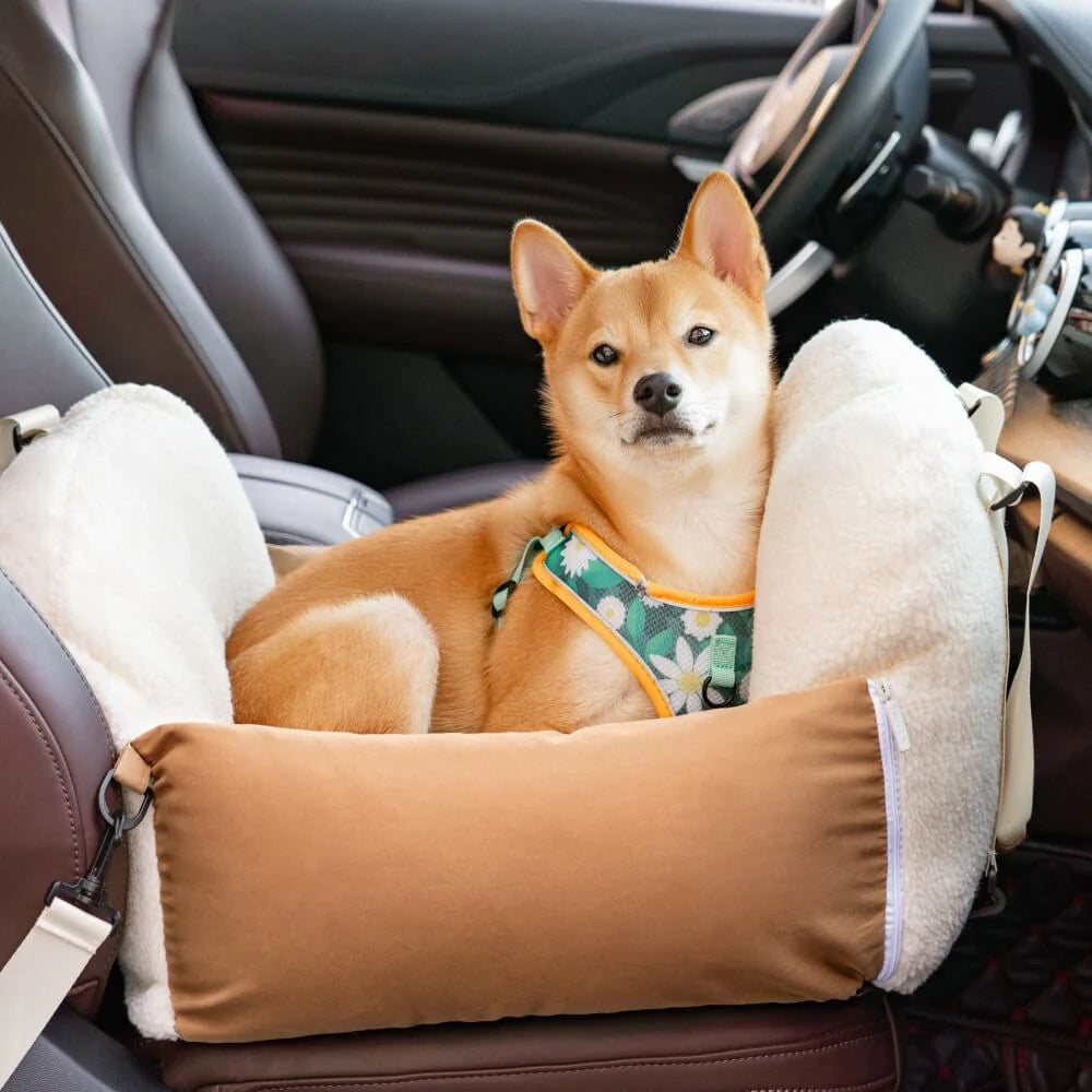 Siège de voiture sécuritaire pour chien en polaire