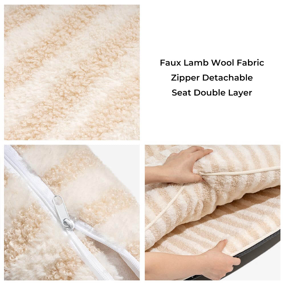 Lit pour chien et chat en faux lambswool à rayures tendance à double couche - Extérieur