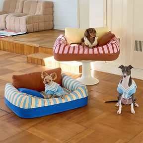 Canapé orthopédique pour chien rayé tendance - Canape confortable