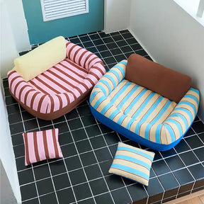 Canapé orthopédique pour chien rayé tendance - Canape confortable