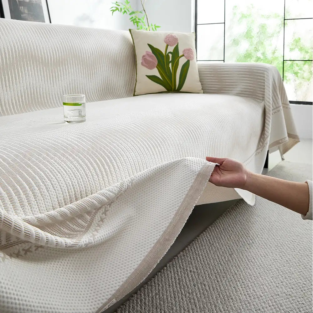 Jeté de canapé couverture de canapé en soie glacée respirante géométrique moderne