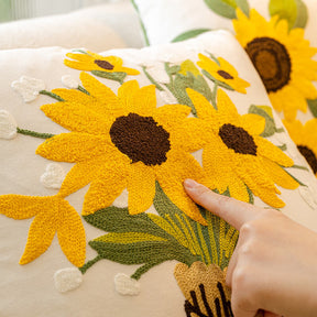 Bouquet de tulipes et de tournesols décoration pour la maison coussin de canapé