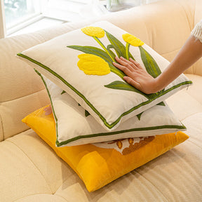 Bouquet de tulipes et de tournesols décoration pour la maison coussin de canapé