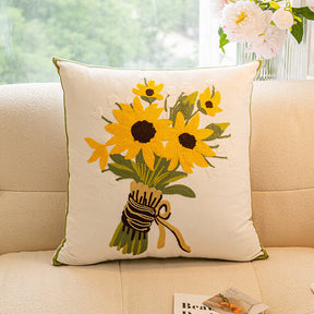 Bouquet de tulipes et de tournesols décoration pour la maison coussin de canapé