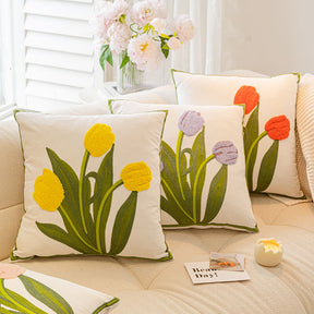 Bouquet de tulipes et de tournesols décoration pour la maison coussin de canapé