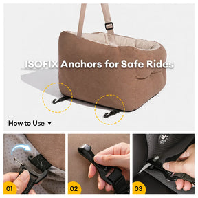 Lit de voiture pour chien étanche ISOFIX, surélevé et épaissi, avec système LATCH