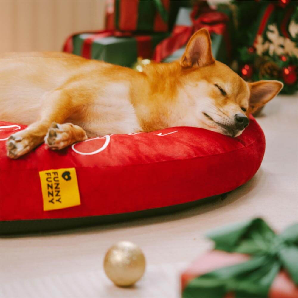 Lit pour chien en velours en forme de cœur pour les fêtes