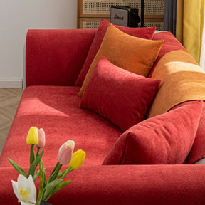 Housse de canapé confortable en chenille de couleur vermillon