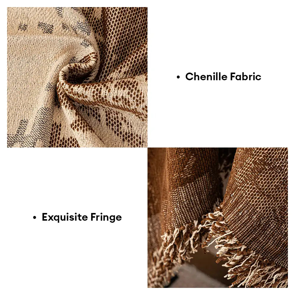 Housse de canapé Jeté de canapé en chenille jacquard botanique vintage, résistant aux griffures.