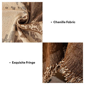 Housse de canapé Jeté de canapé en chenille jacquard botanique vintage, résistant aux griffures.
