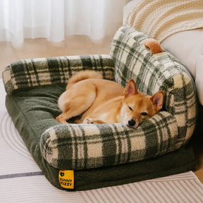 Canapé-lit pour chien et chat apaisant lavable à carreaux vintage
