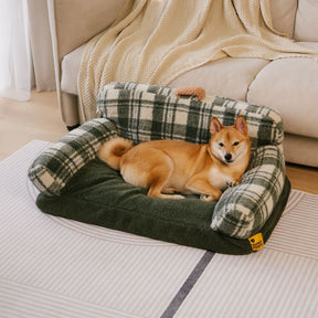 Canapé-lit pour chien et chat apaisant lavable à carreaux vintage