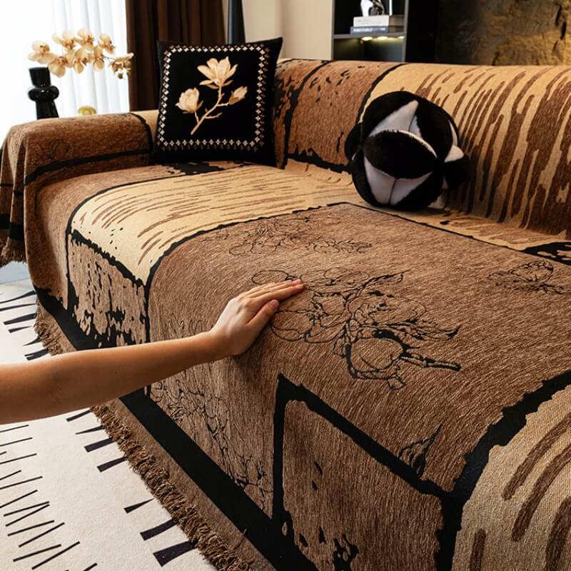 Housse de canapé vintage en chenille anti-rayures