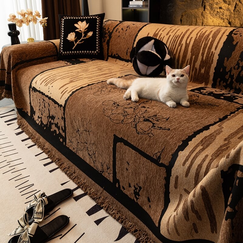 Housse de canapé vintage en chenille anti-rayures