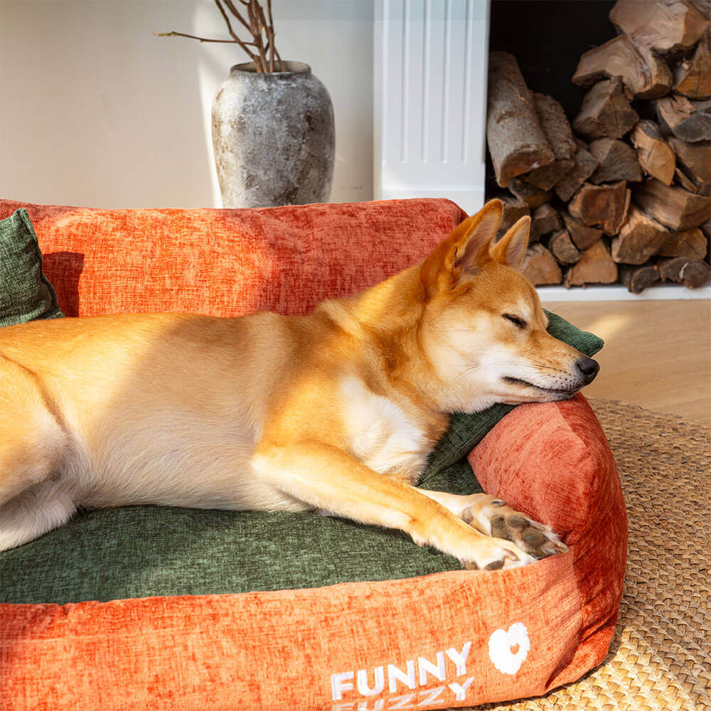 Canapé-Lit pour Chien et Chat en Chenille Vintage