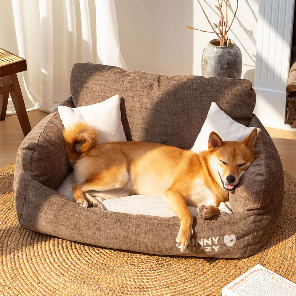 Canapé-Lit pour Chien et Chat en Chenille Vintage