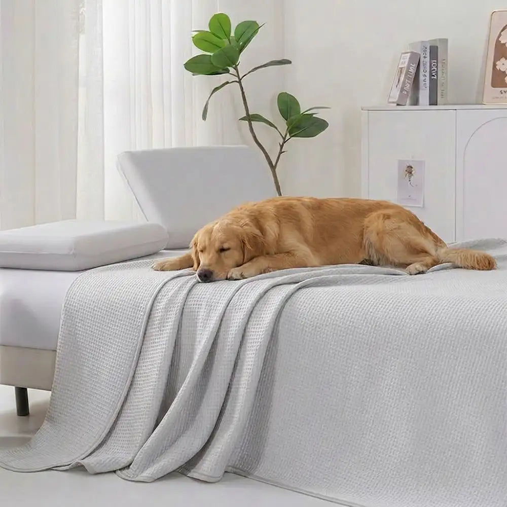 Couverture d'été en soie de gaufre, effet froid double face.