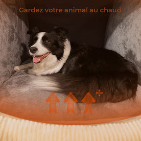 Tente semi-fermée pour chien en flanelle chaude et amovible