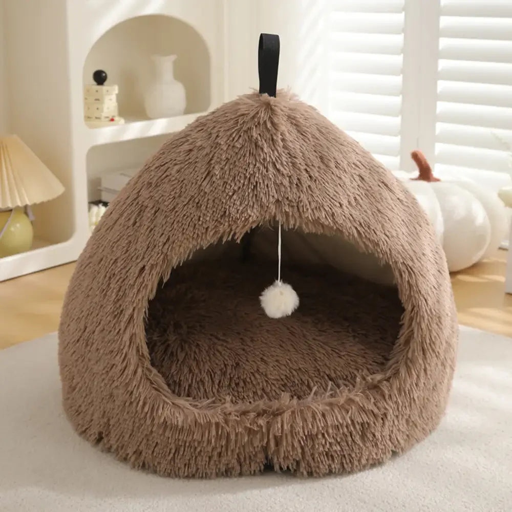 Caverne pour chat en peluche douillette et chaleureuse, lit pour chien