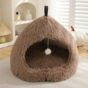Caverne pour chat en peluche douillette et chaleureuse, lit pour chien