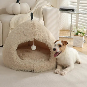 Caverne pour chat en peluche douillette et chaleureuse, lit pour chien