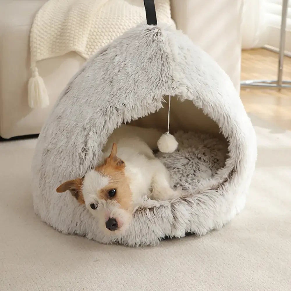 Caverne pour chat en peluche douillette et chaleureuse, lit pour chien