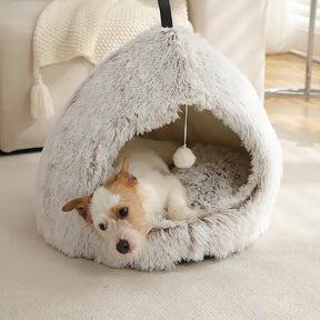 Caverne pour chat en peluche douillette et chaleureuse, lit pour chien