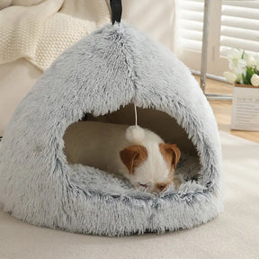 Caverne pour chat en peluche douillette et chaleureuse, lit pour chien