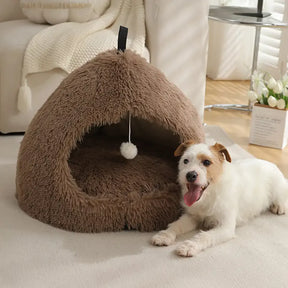 Caverne pour chat en peluche douillette et chaleureuse, lit pour chien
