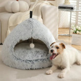 Caverne pour chat en peluche douillette et chaleureuse, lit pour chien