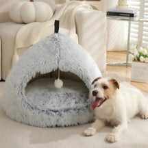 Caverne pour chat en peluche douillette et chaleureuse, lit pour chien