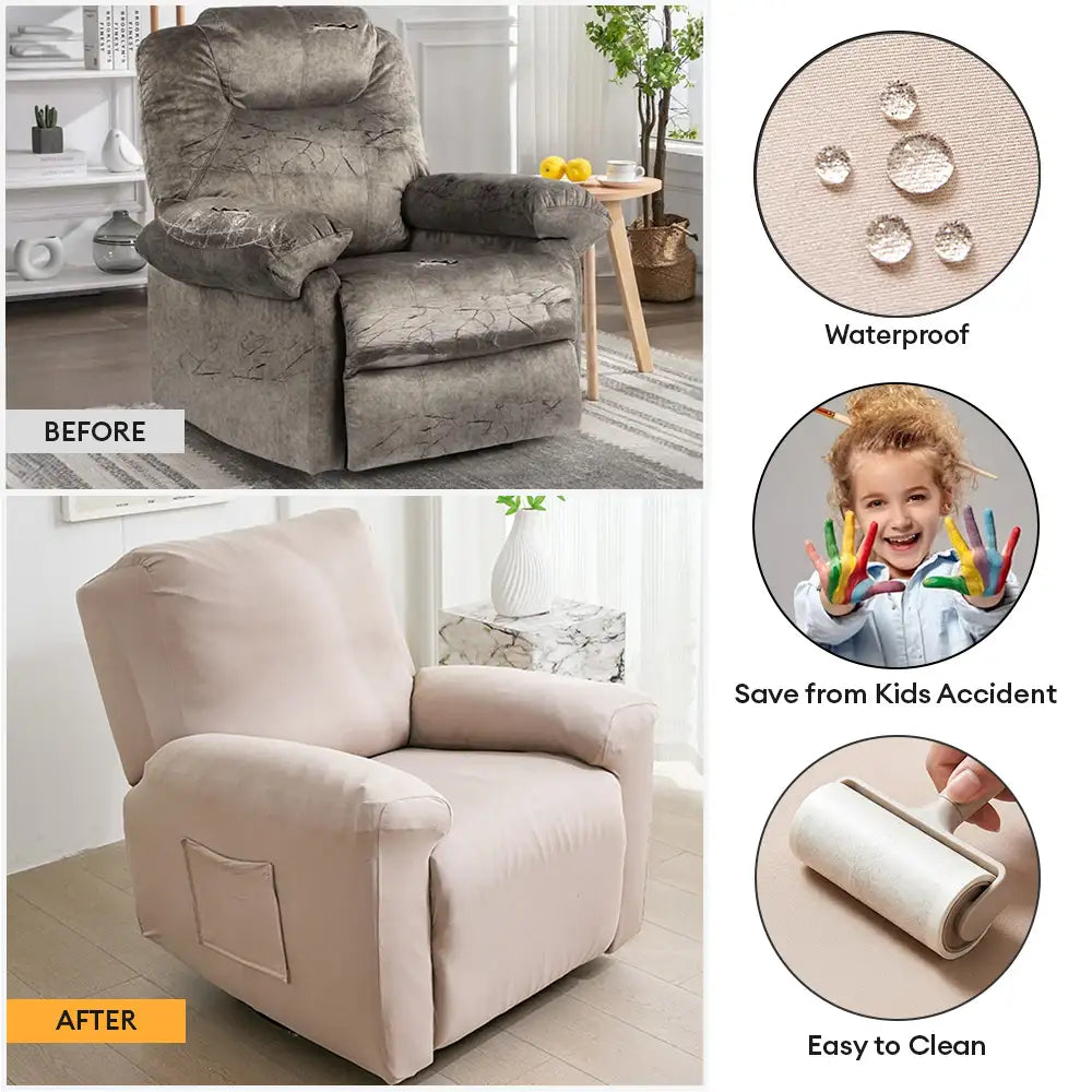 Housse de canapé Housse fauteuil reclinable à couverture totale, résistant à l'eau, anti-rayures et élastique.