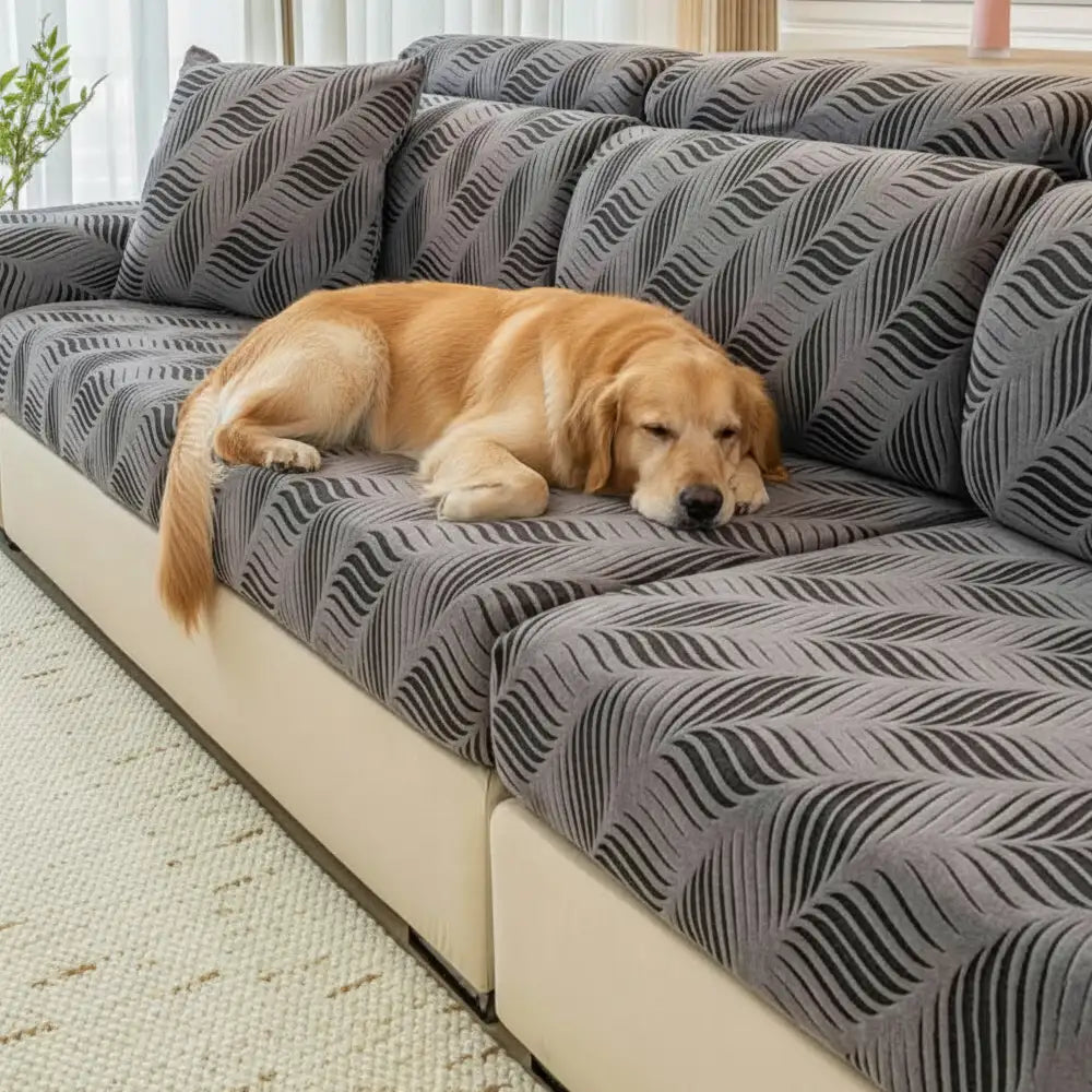 Housse de canapé complète en polaire jacquard à motifs vagues avec protection antistatique