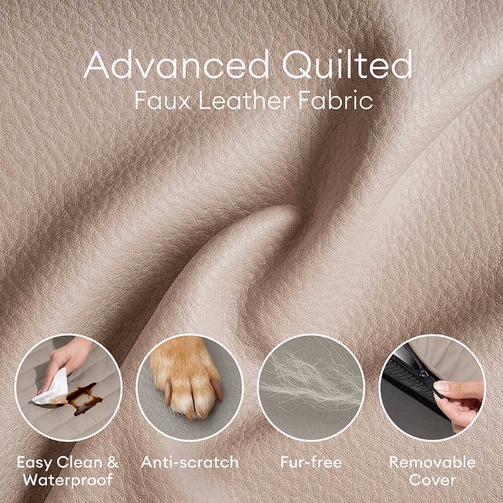 Luxe lit pour chien orthopédique grand en cuir synthétique pliable - Extérieur