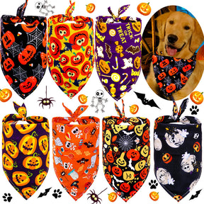 Bandana Triangle pour Animaux Halloween | Tête de Mort Fantôme Citrouille pour Chiens et Chats