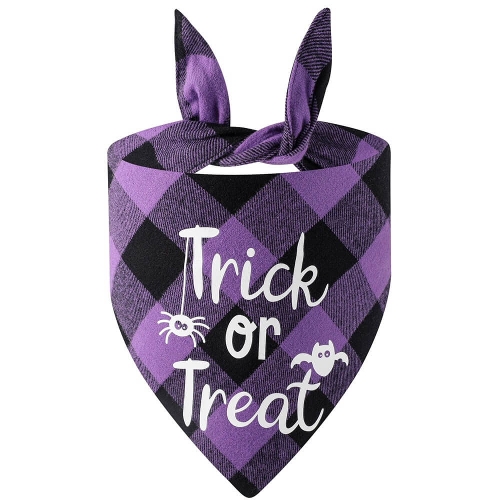 Bavoir Lettre Plaid Halloween pour Animaux | Bavoir Cadeau en Coton pour Animaux