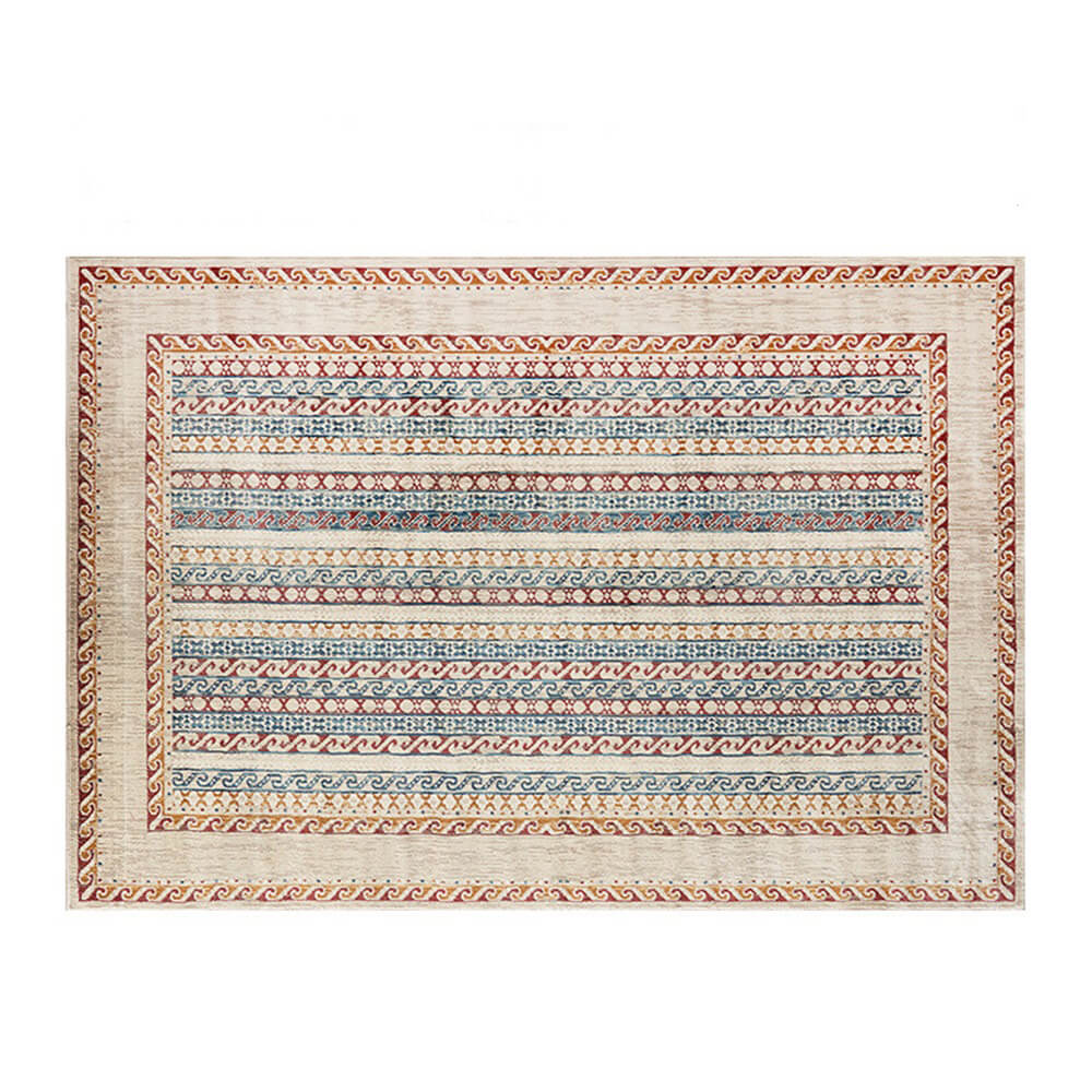 Tapis vintage bleu et crème adapté aux animaux de compagnie - Une élégance intemporelle pour votre maison