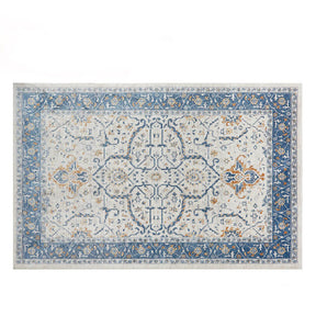 Tapis vintage bleu et crème adapté aux animaux de compagnie - Une élégance intemporelle pour votre maison