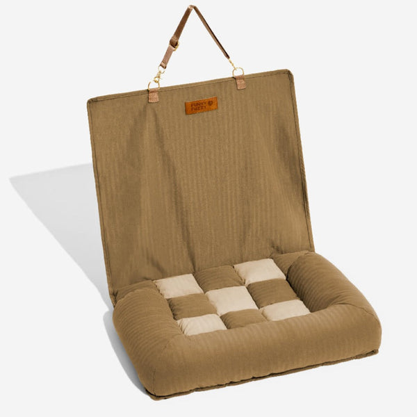 Coussin de voyage pour la sécurité arrière de siège unique pour chien de grande taille – Lit de voiture style échiquier